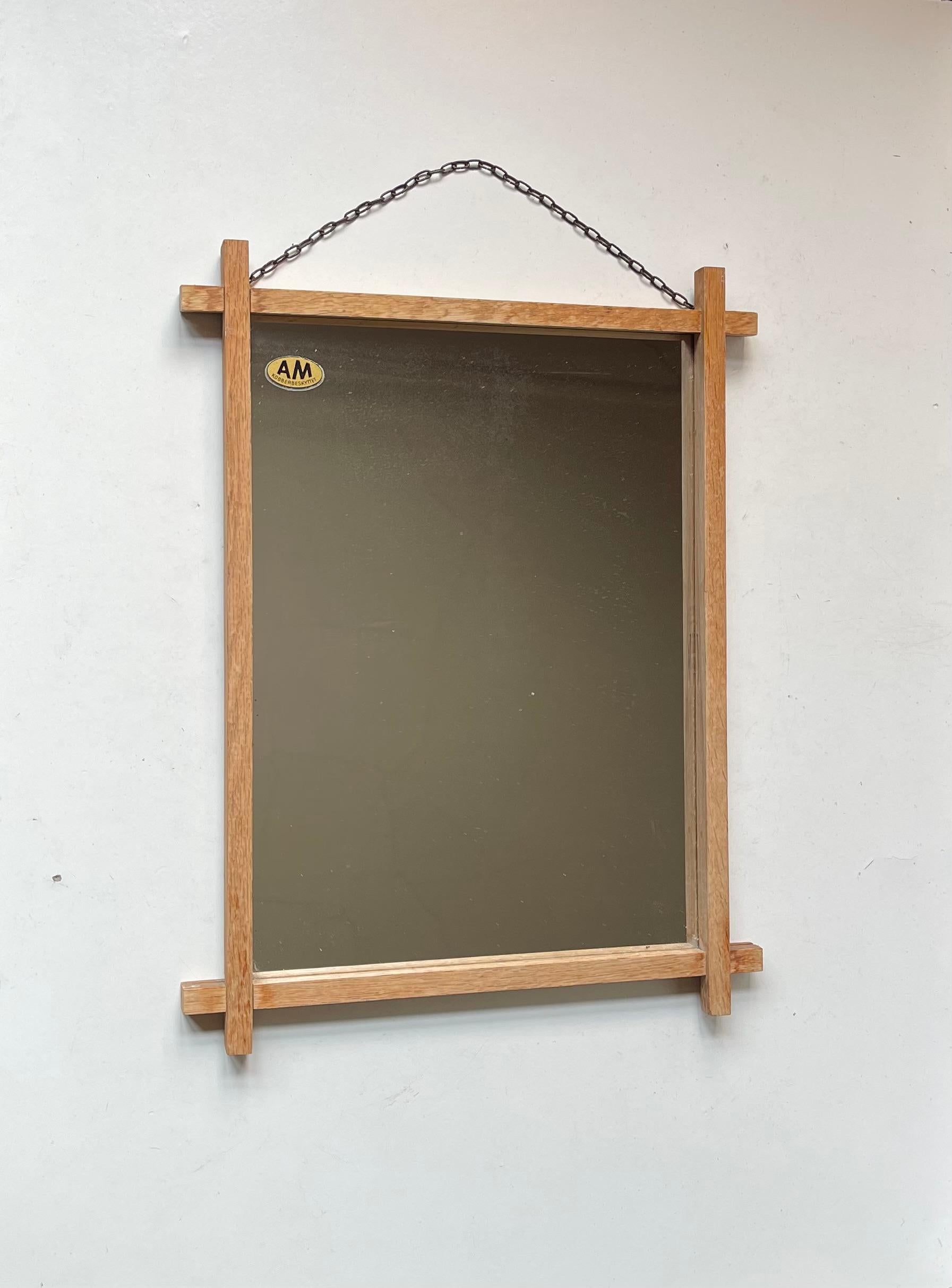 Danish Art Deco Wall Mirror in Oak by AM Spejle, 1940s For Sale