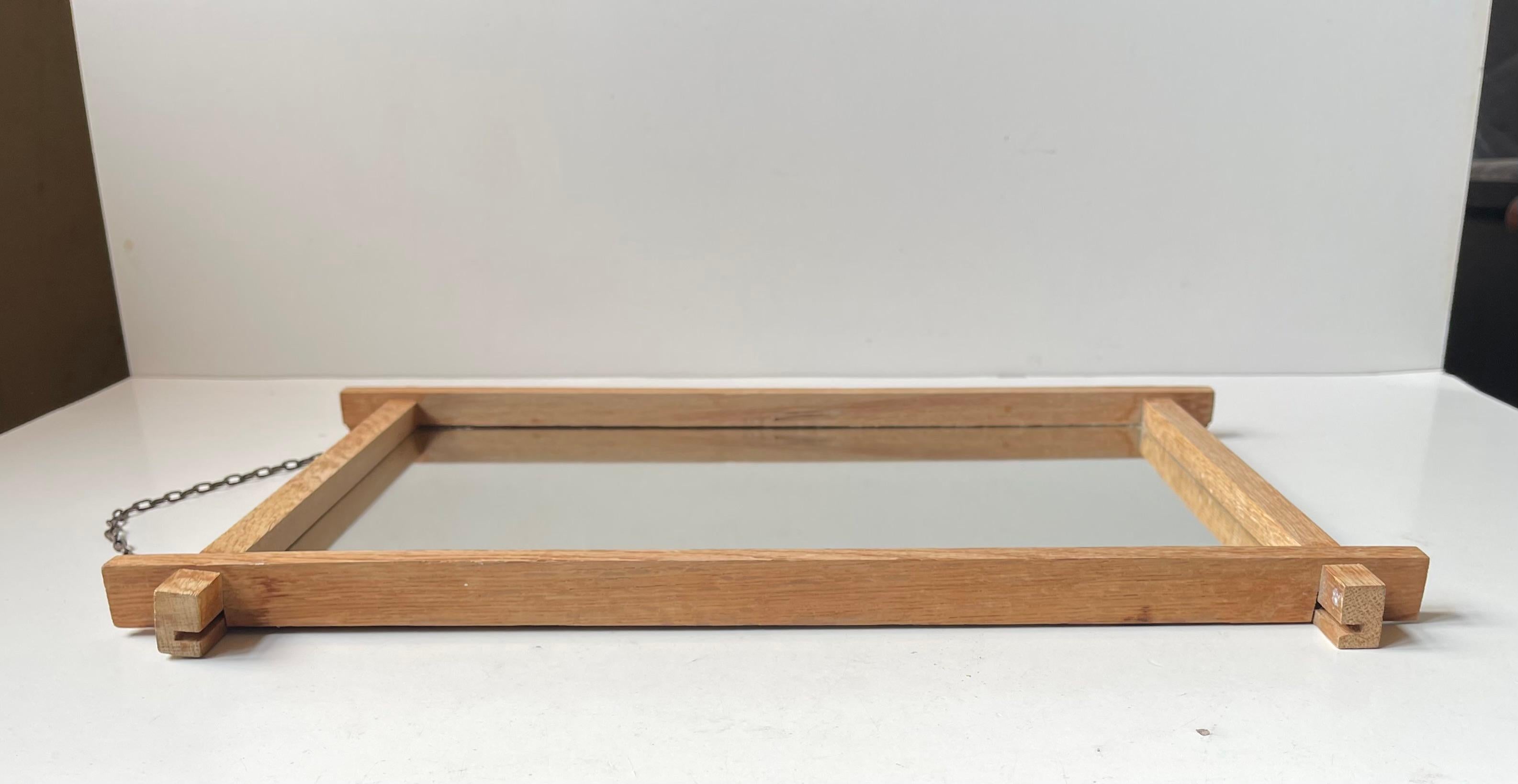 20th Century Art Deco Wall Mirror in Oak by AM Spejle, 1940s For Sale