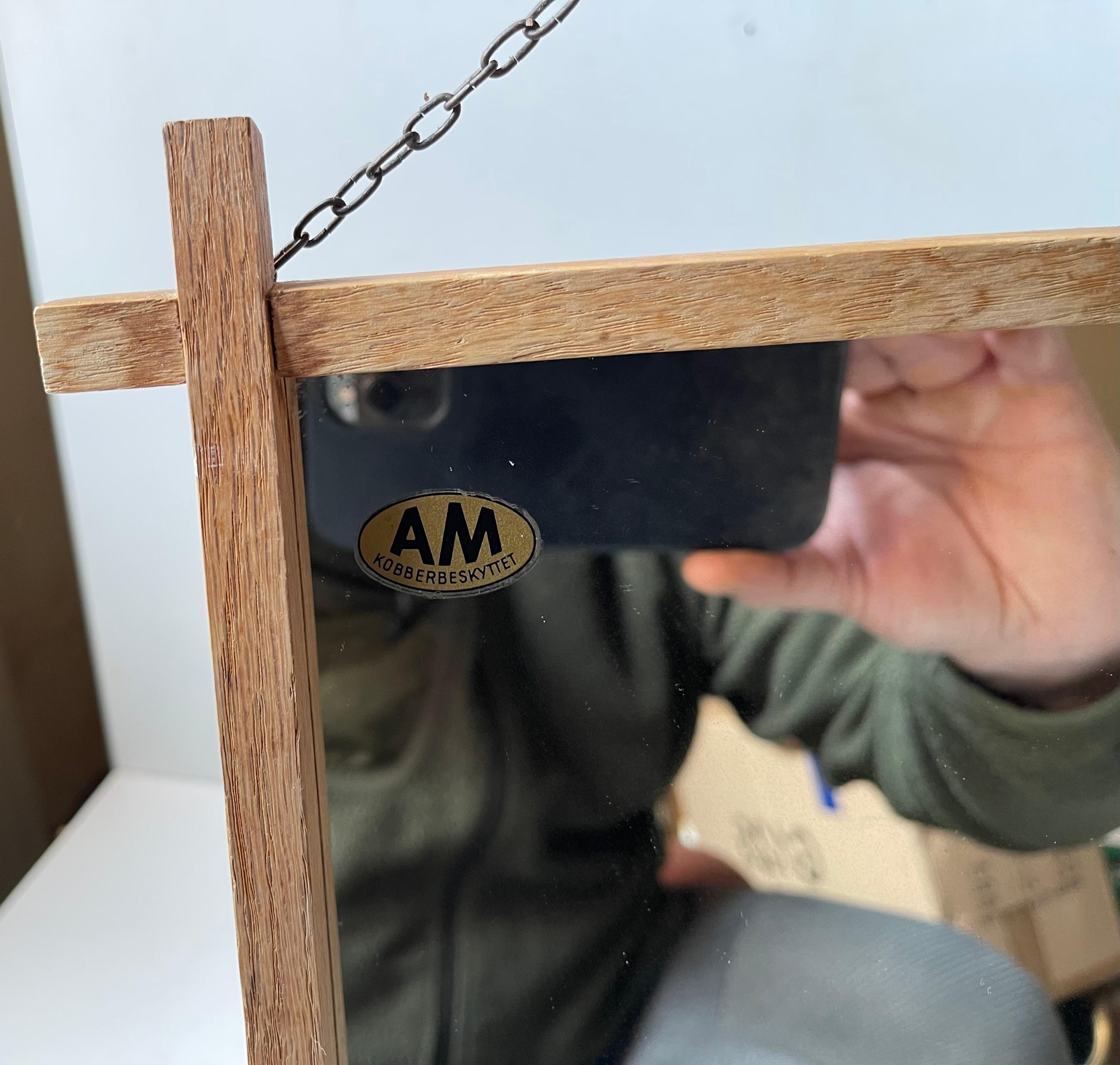 Art Deco Wall Mirror in Oak by AM Spejle, 1940s For Sale 2