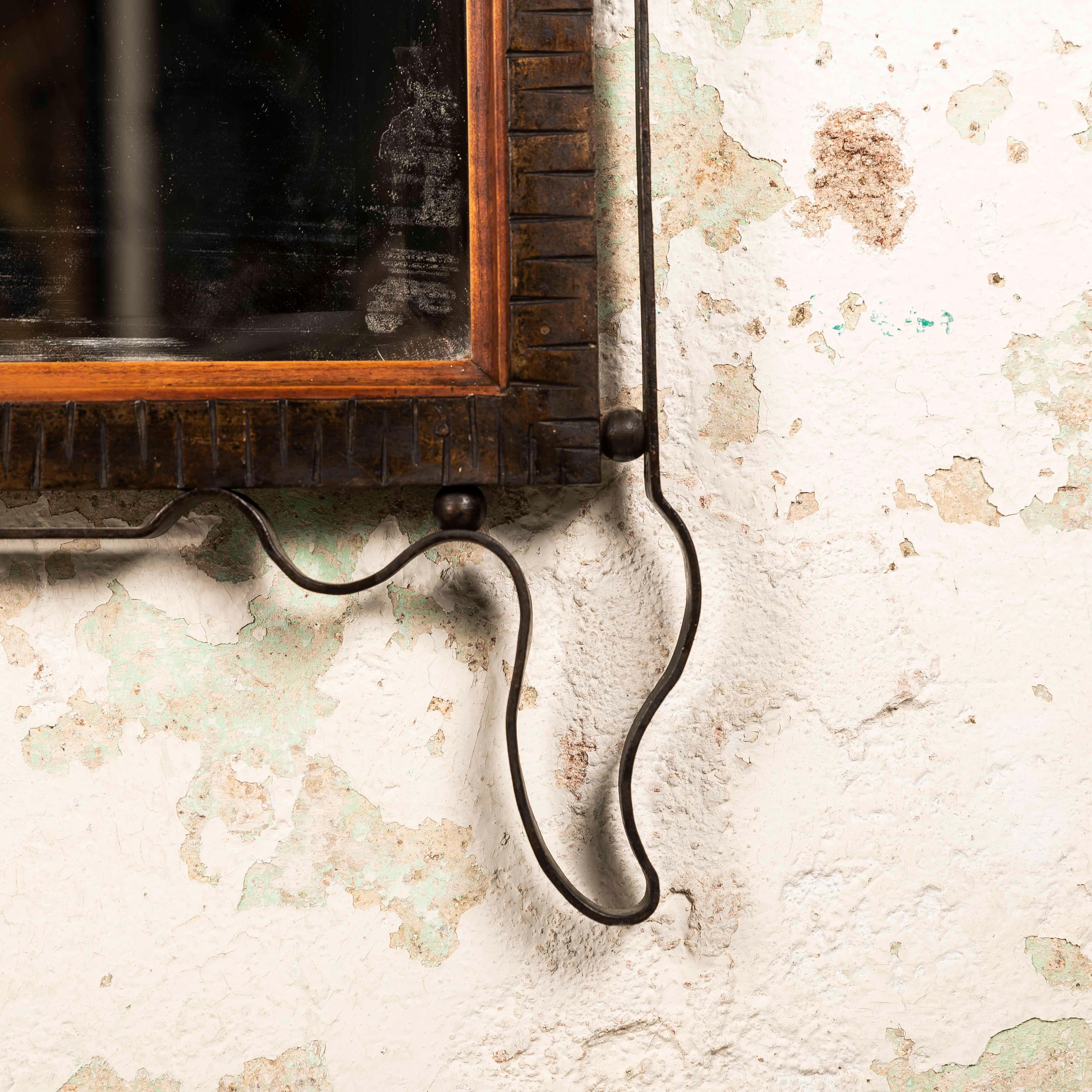 Art Deco wall Mirror in the manner of Edgar Brandt, France 1940s For Sale 5