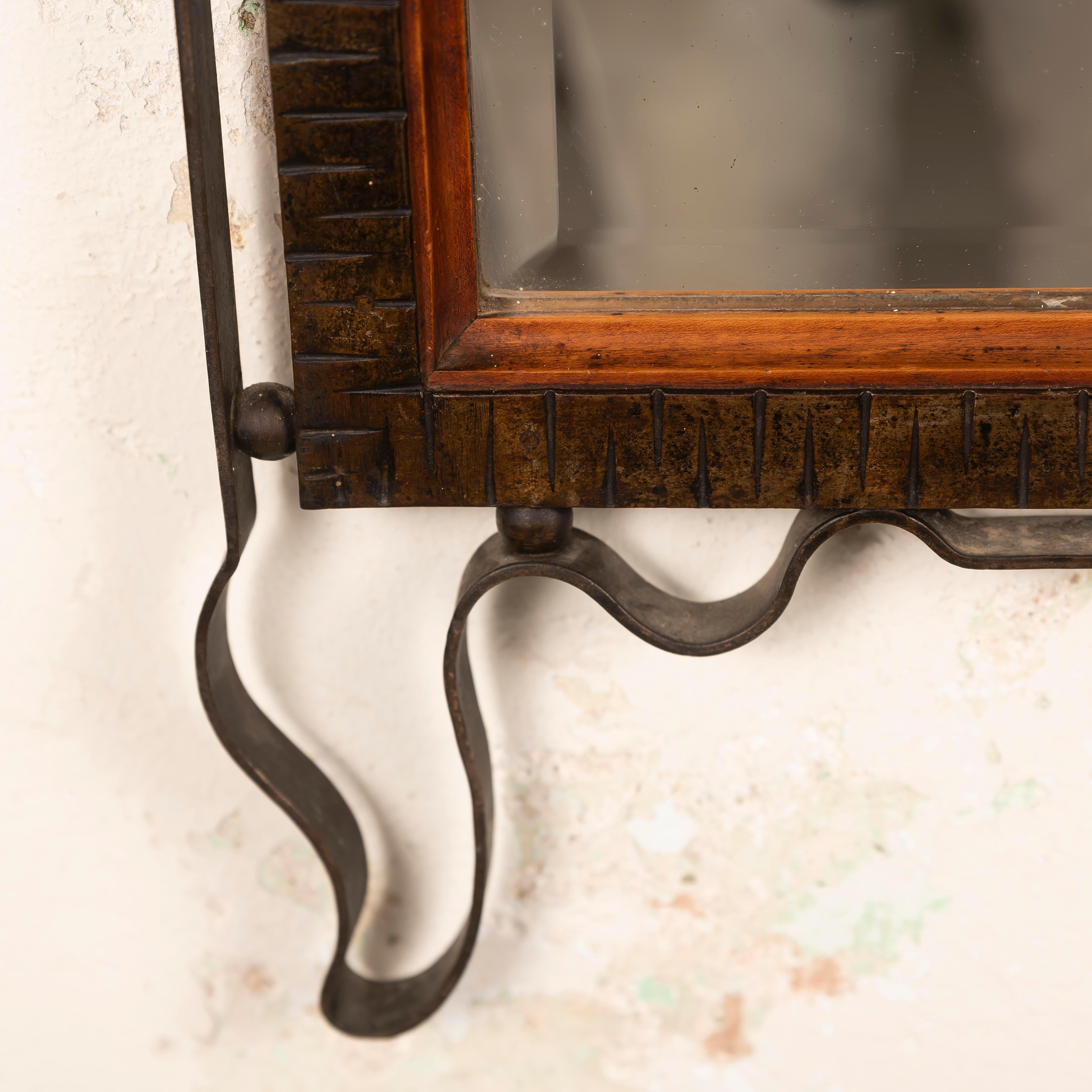 Art Deco wall Mirror in the manner of Edgar Brandt, France 1940s For Sale 3