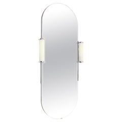 Art Deco Wall Mirror with Lamps, 1930s
