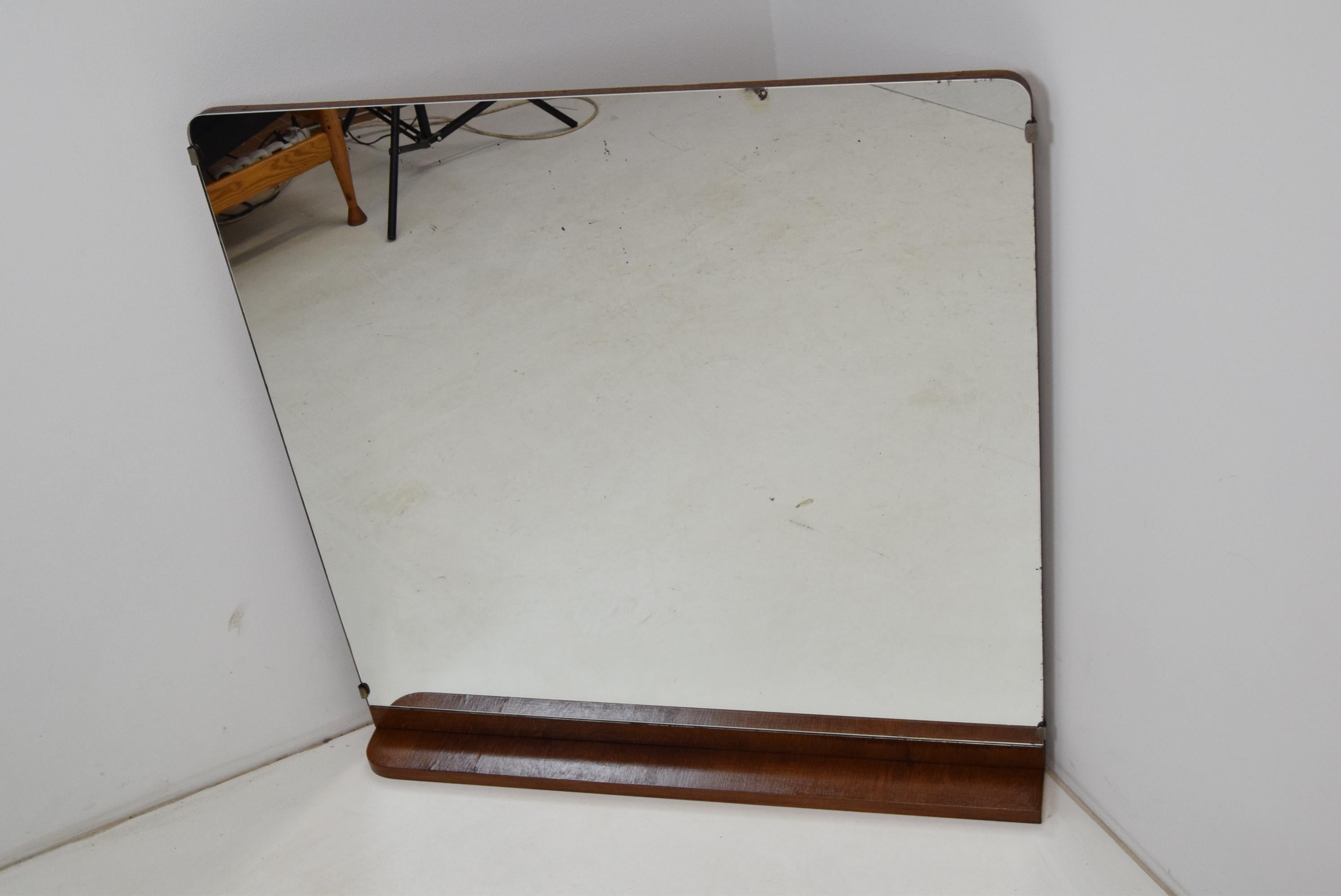 Made in Czechoslovakia
Made of Mirror, Wood
With aged patina
Original condition.
 