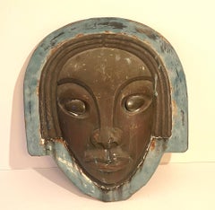 Art Deco Wall Mounted 3-D Sculpture of a Face