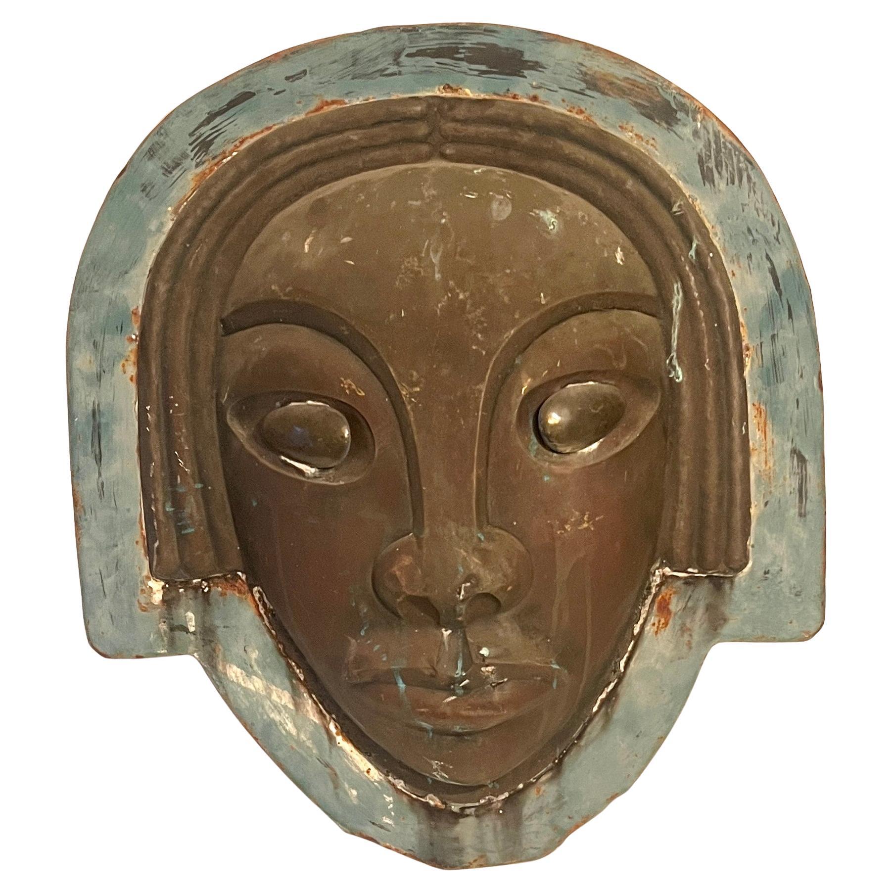 Art Deco Wall Mounted 3-D Sculpture of a Face