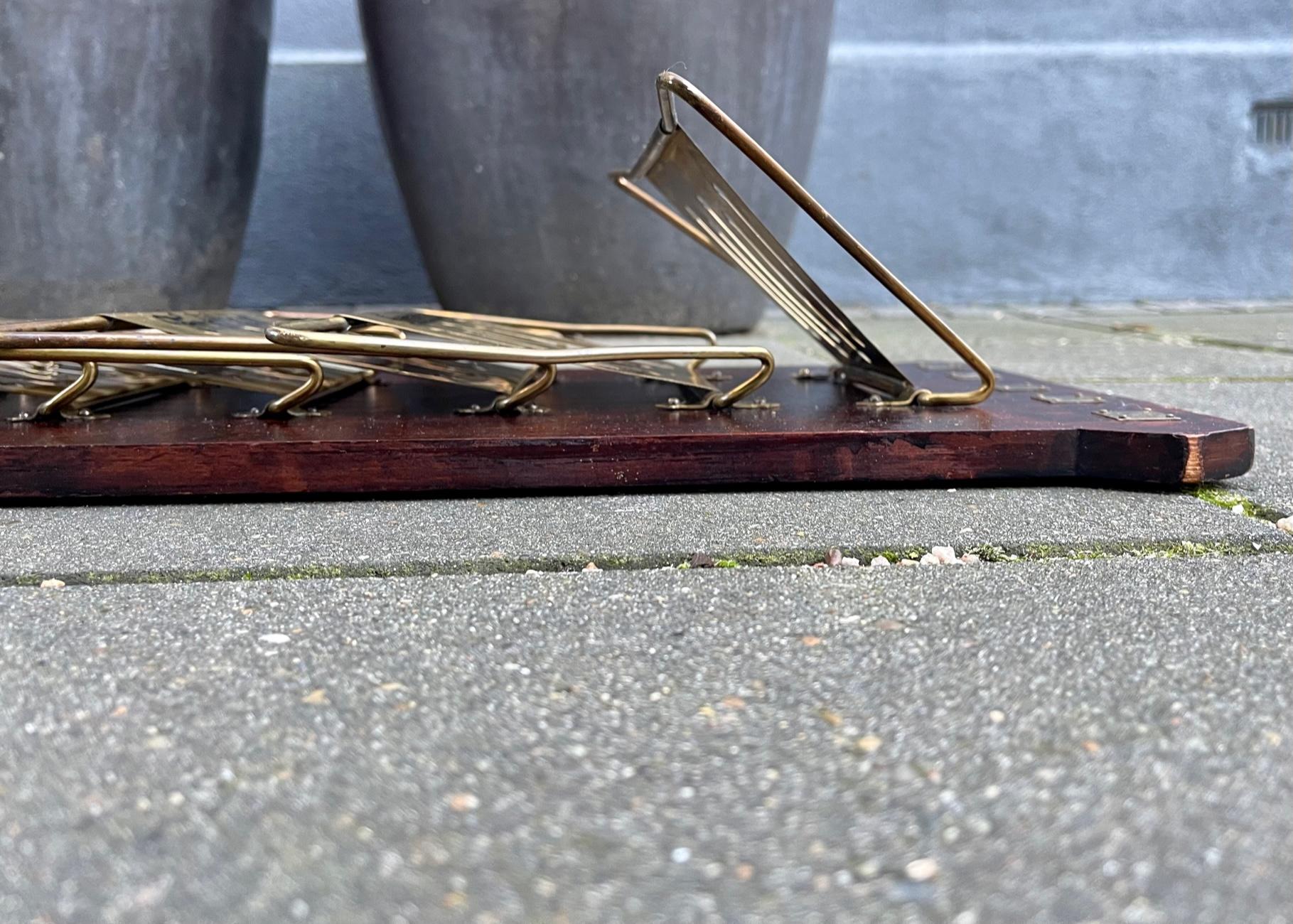 Art Deco Wall Mounted Magazine Rack in Mahogany & Brass, 1920s For Sale 2