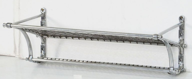 Train Parcel Rack Design Art Deco Wall-Mounted Train Luggage Rack or Shelf of Polished Aluminum ...