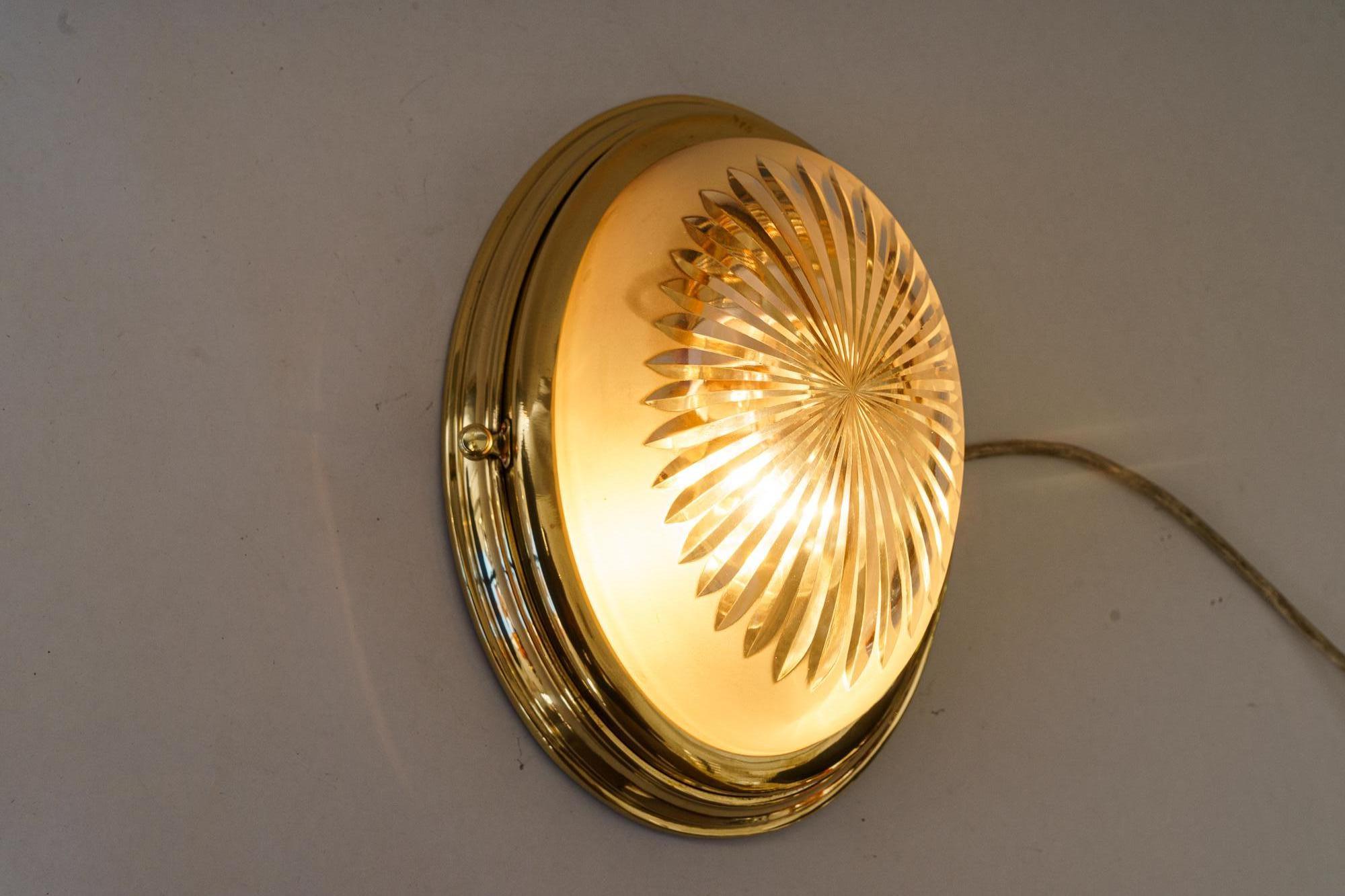 Art Deco wall or ceiling lamp with cut glass shade vienna around 1920s For Sale 3