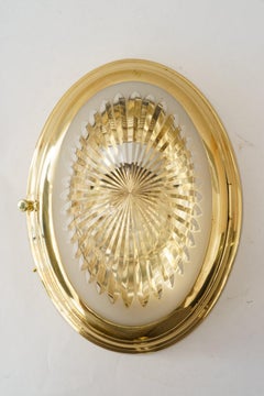 Art Deco Wand- oder Deckenlampe mit geschliffenem Glasschirm, Wien um 1920