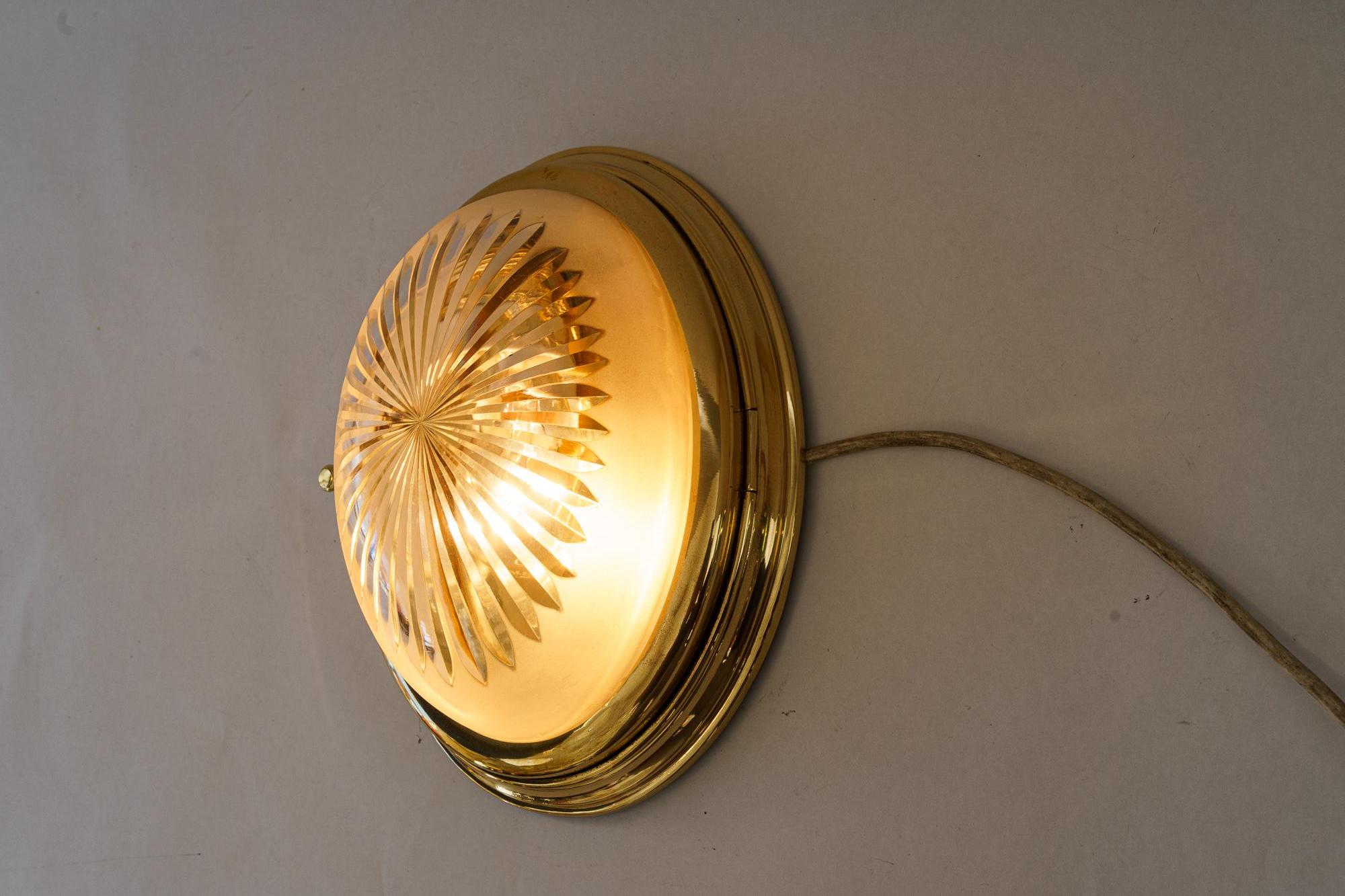 Art Deco wall or ceiling lamp with cut glass shade vienna around 1920s For Sale 2