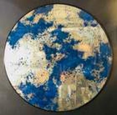 Art Deco Wall or Console Mirror, Can Convert to a Table Top, Circular