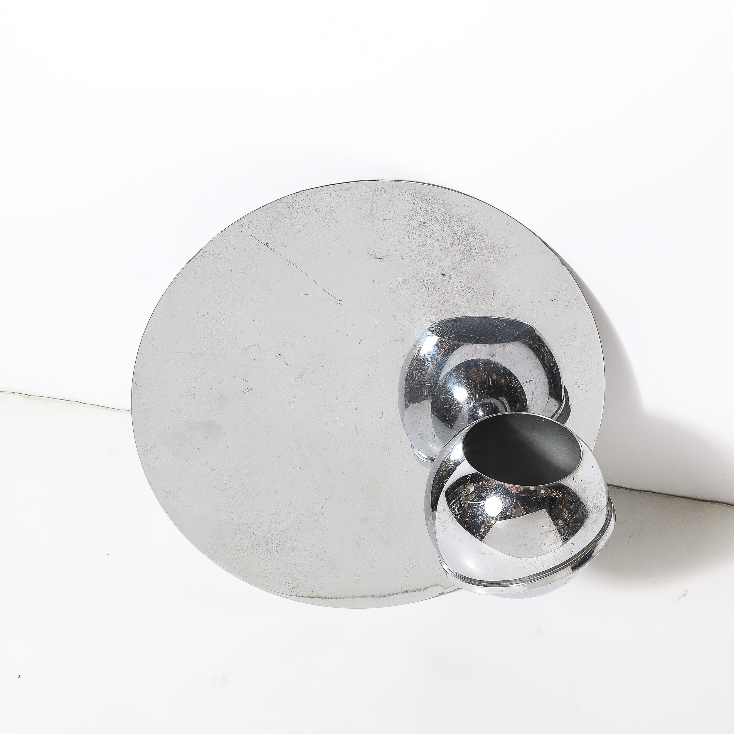 Art Deco Wandübertopf in Chrom poliert von Revere (Mitte des 20. Jahrhunderts) im Angebot