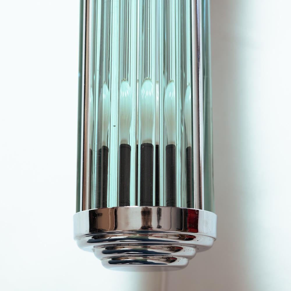 Metal Art Deco wall sconce glass barber light, 1950s For Sale