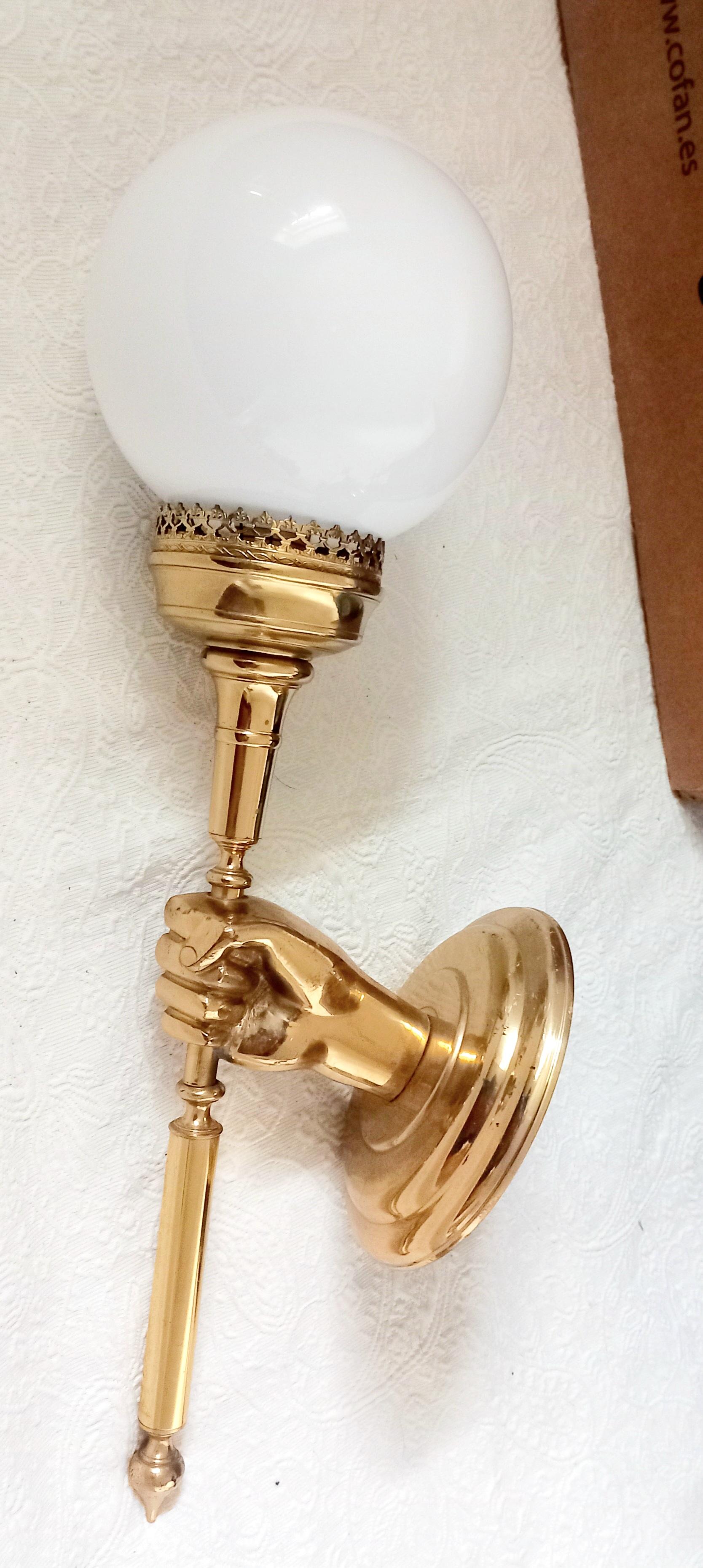 Wall Sconce Torch Extra Large Brass  Opal Glass Spectacular (2:Each) 9