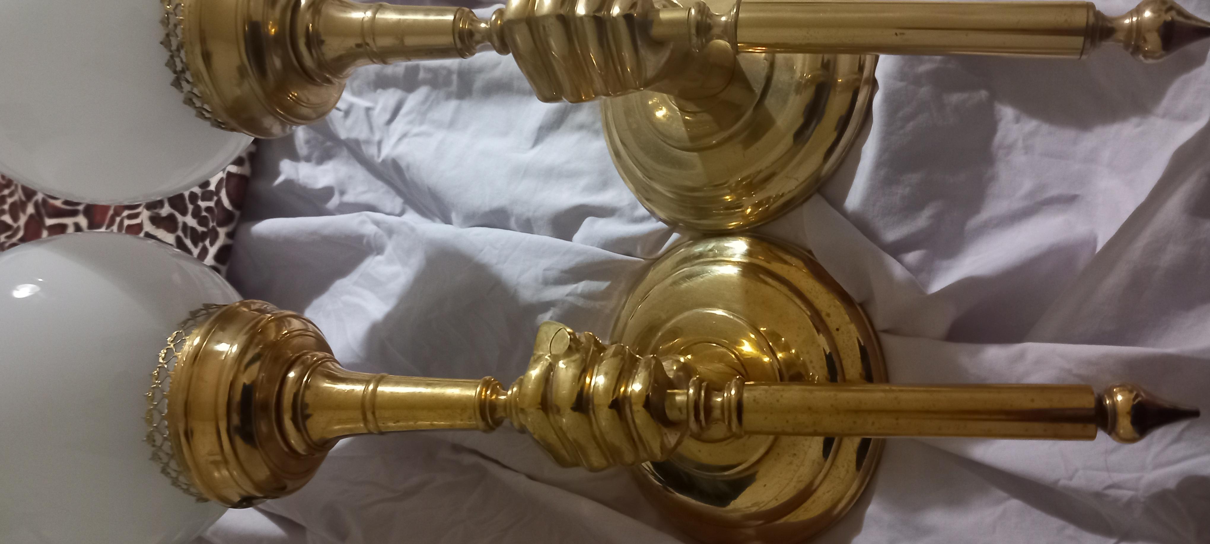 Wall Sconce Torch Extra Large Brass  Opal Glass Spectacular (2:Each) 5