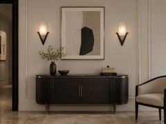 Art Deco Wall Sconces by SEVB, Patinated Bronze & Glass, France