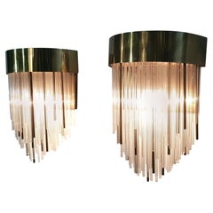 Art Deco Wall Sconces in Brass and Glass