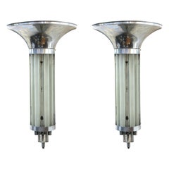 Antique Art Deco Wall Sconces With Glass Rods