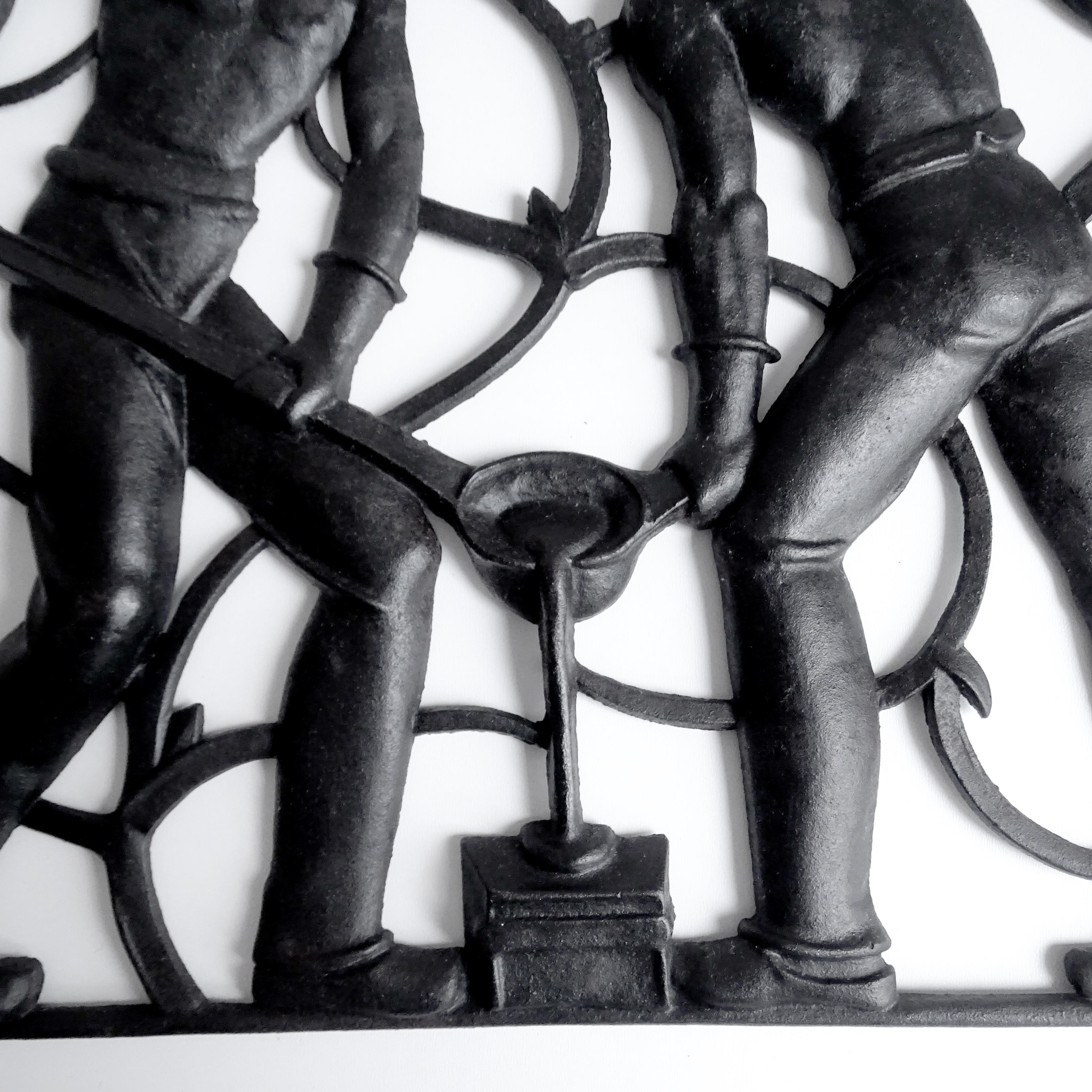 Art Deco Wall Sculpture Miner Nude Men Cast Iron , 1930s Modernist Design 2