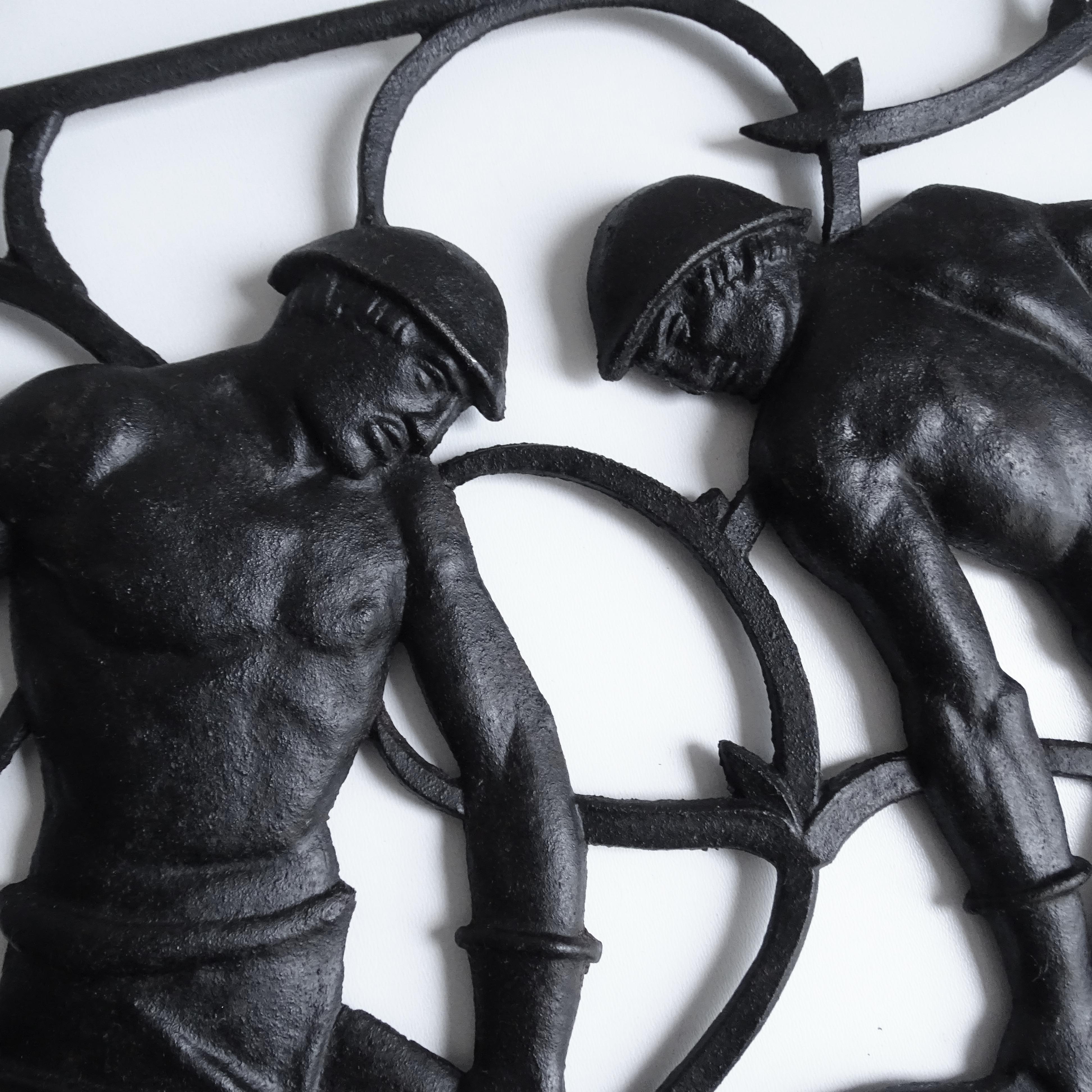 Art Deco Wall Sculpture Miner Nude Men Cast Iron , 1930s Modernist Design 3