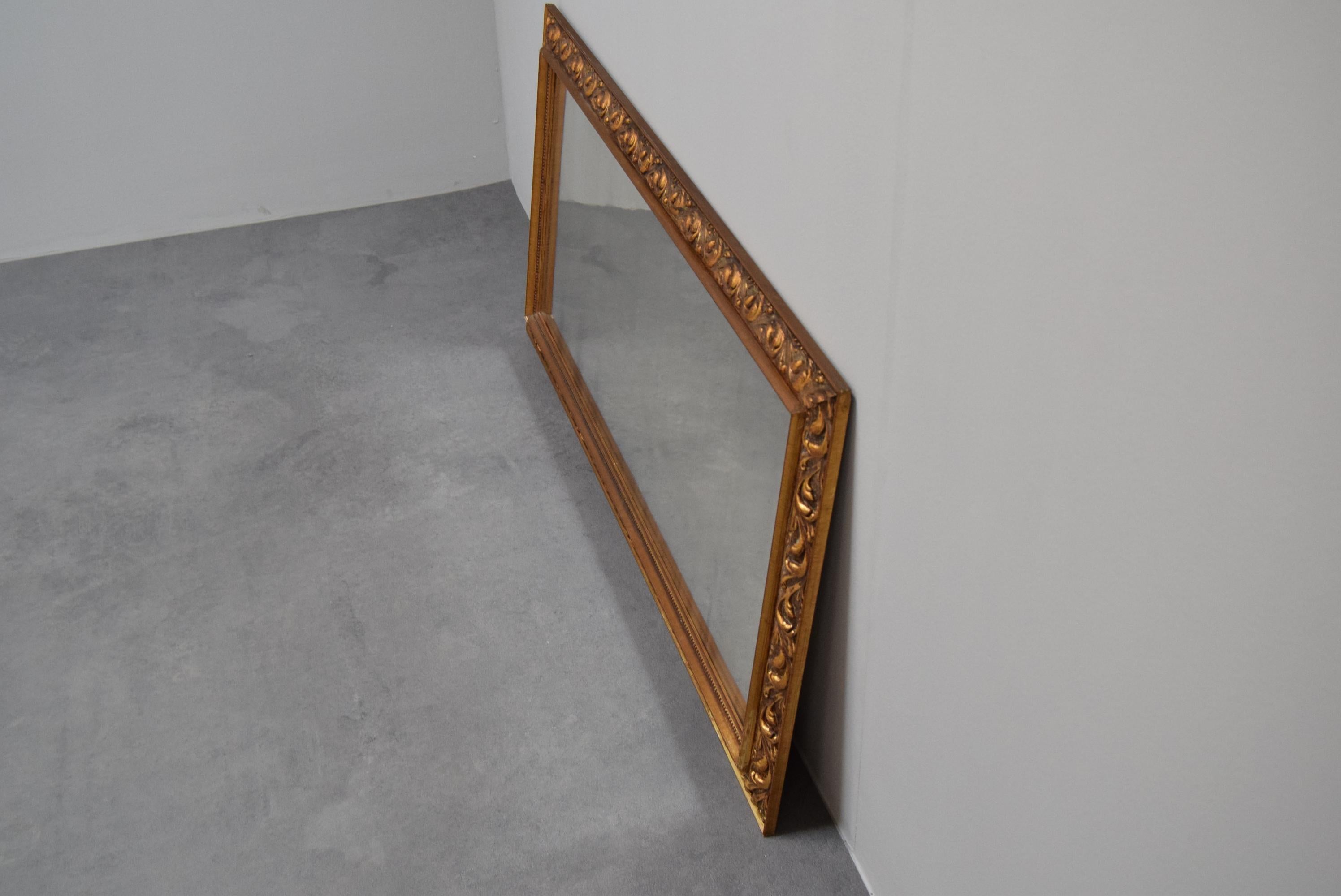 Art Deco Wall Wood Mirror, 1930's. In Fair Condition For Sale In Praha, CZ