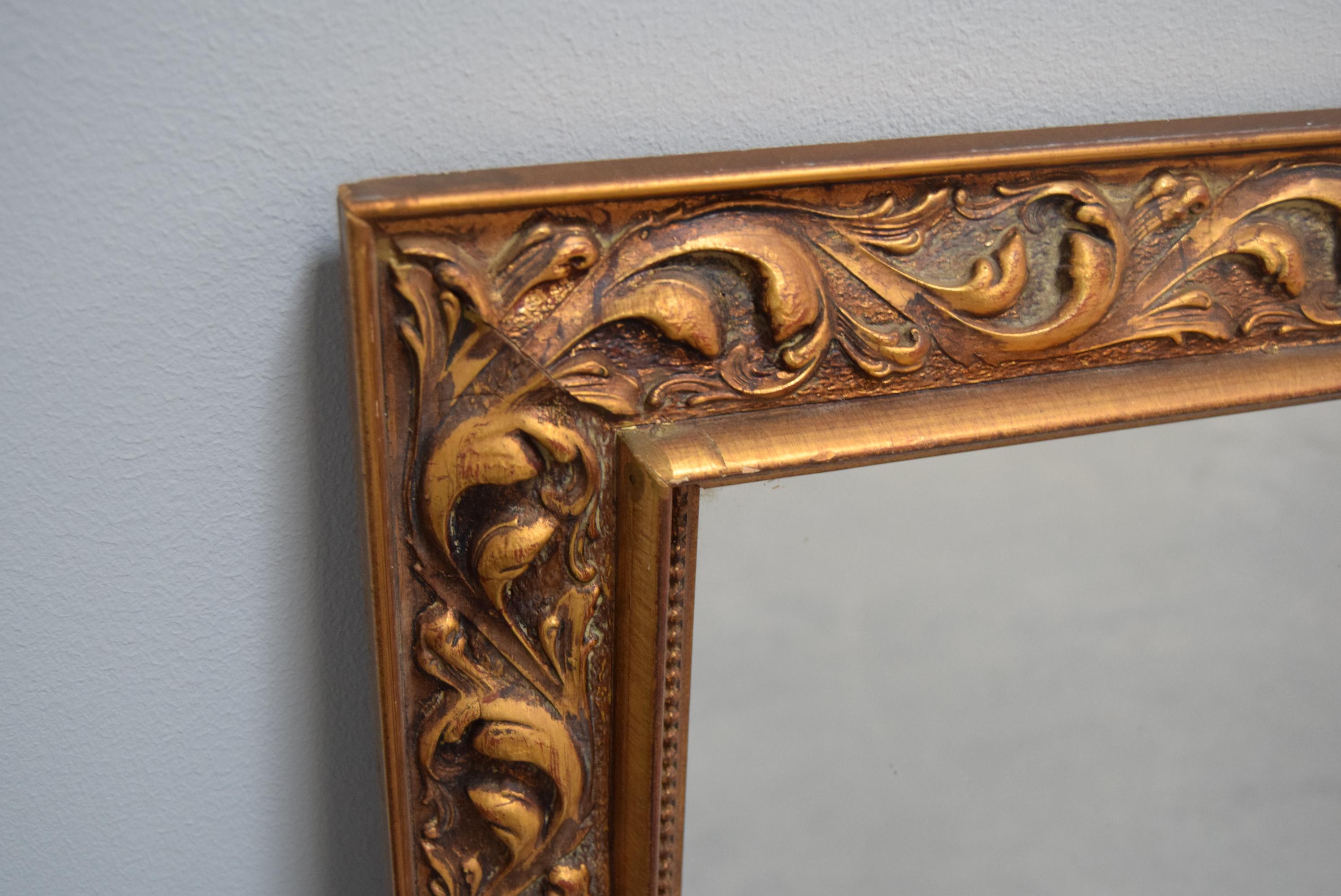 Art Deco Wall Wood Mirror, 1930's. For Sale 2