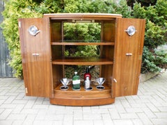 Art Deco Walnut 1940s Flip Out Cocktail Bar