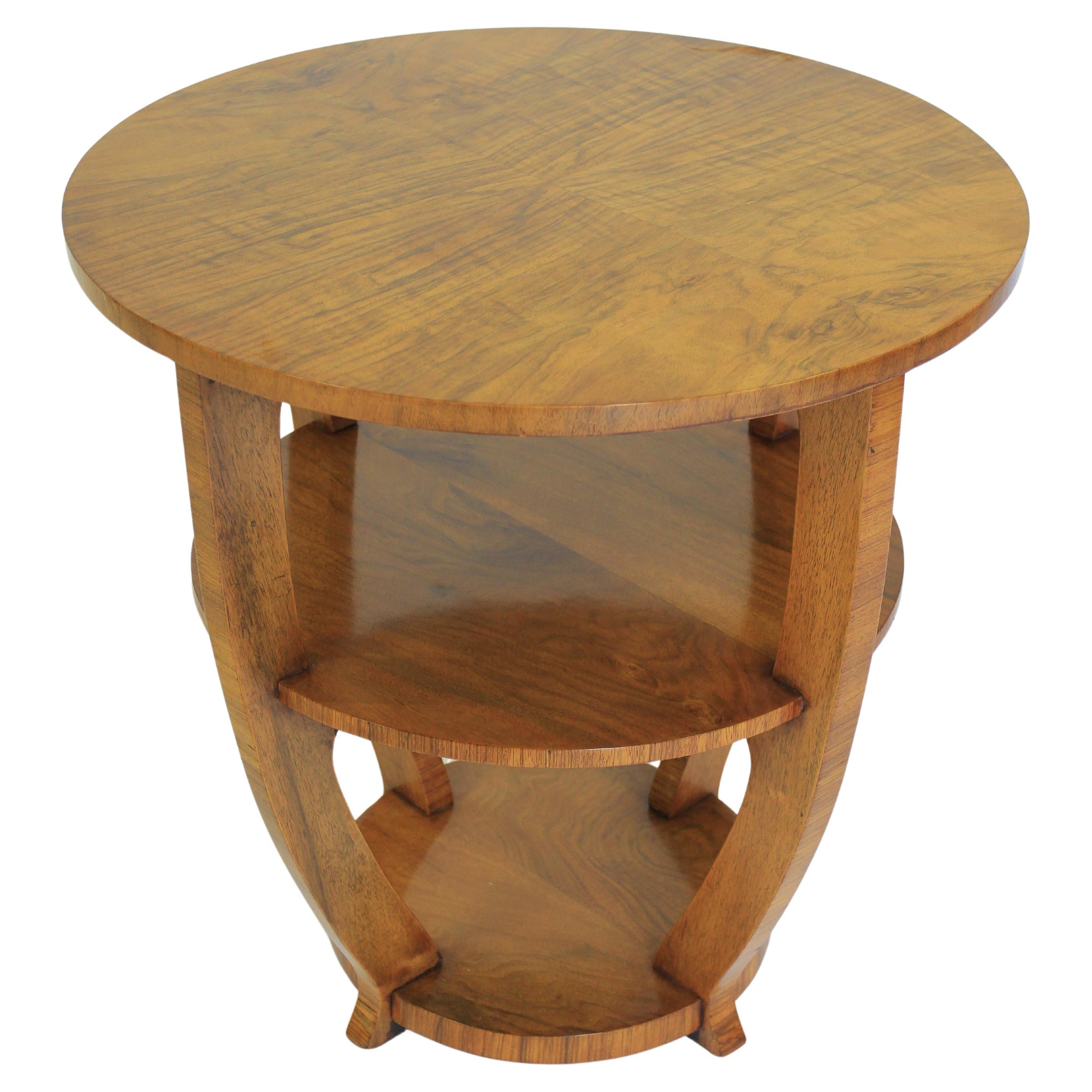 Art Deco Walnut 3 Tier Lamp Table circa 1930s