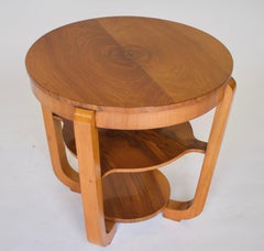 Table Art Déco en noyer à 3 niveaux circa 1930