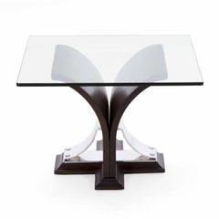 Art Deco Walnut and Aluminum Side Table, 20th Century