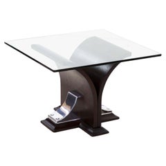 Art Deco Walnut and Aluminum Side Table, 20th Century