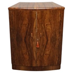 Art Deco Walnut and Birdseye Maple Drinks Bar