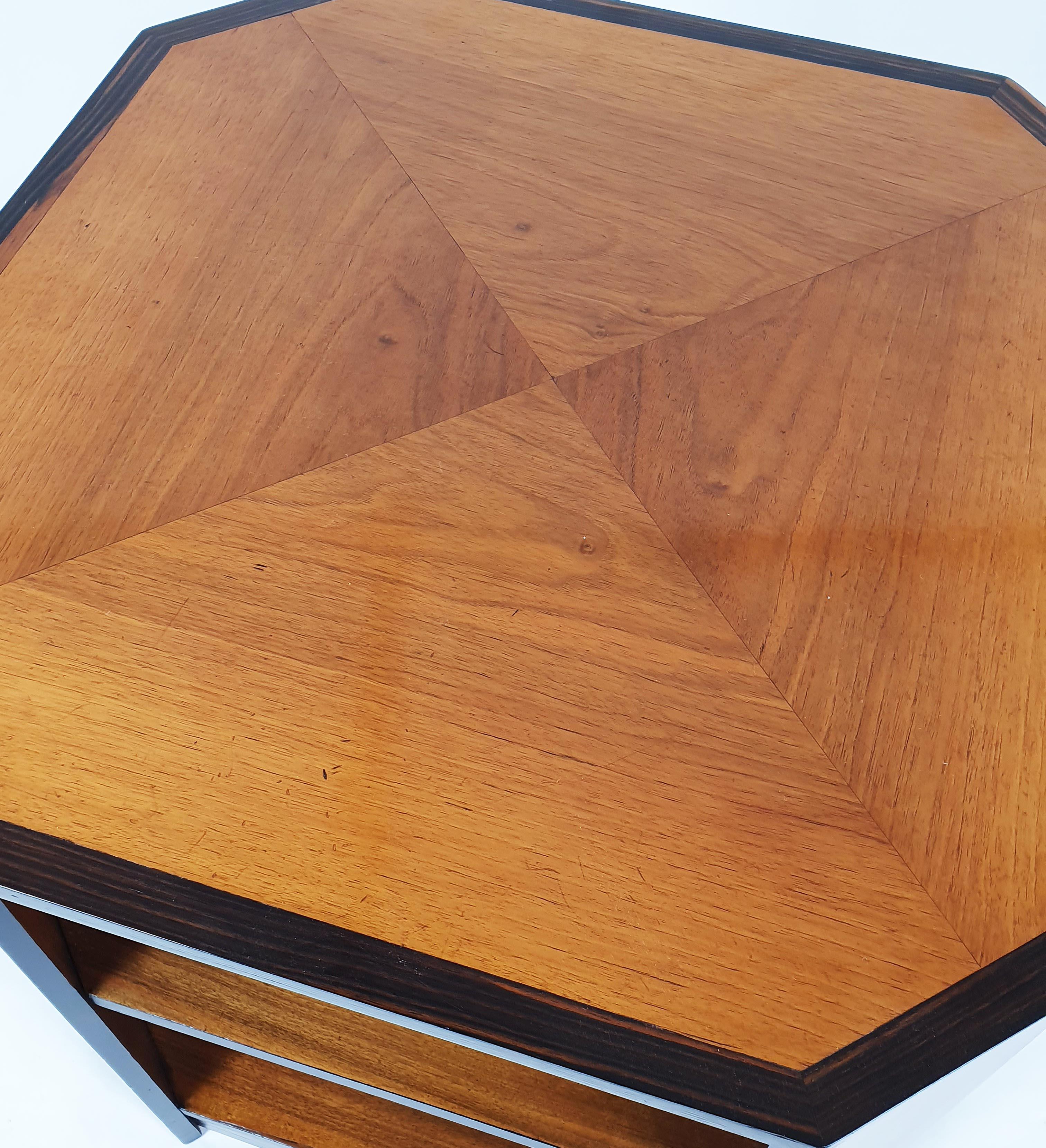 Art Deco Walnut and Coromandel Octagonal Centre Table  In Good Condition In London, west Sussex