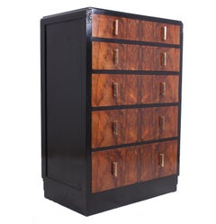 Art Deco Walnut and Ebonised Chest of Drawers