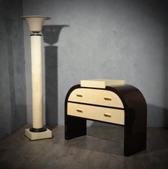 Art Deco Walnut and Goat Skin Italian Commode and Chests of Drawers, 1930