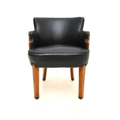 Art Deco Walnut and Leather Armchair / Desk Chair
