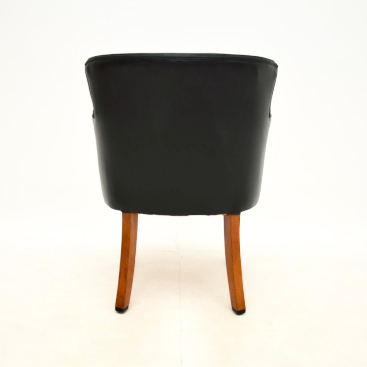 Sillón / Silla de escritorio Art Decó de nogal y cuero en Bueno estado para la venta en London, GB