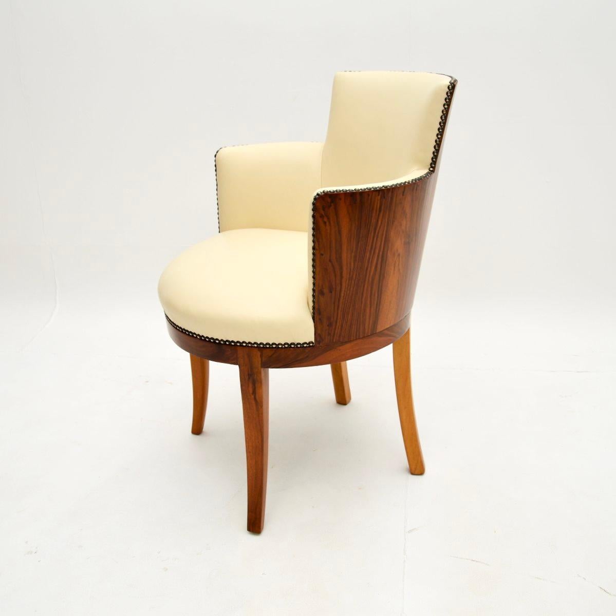 Britannico Poltrona/scrivania Art Deco in noce e pelle in vendita
