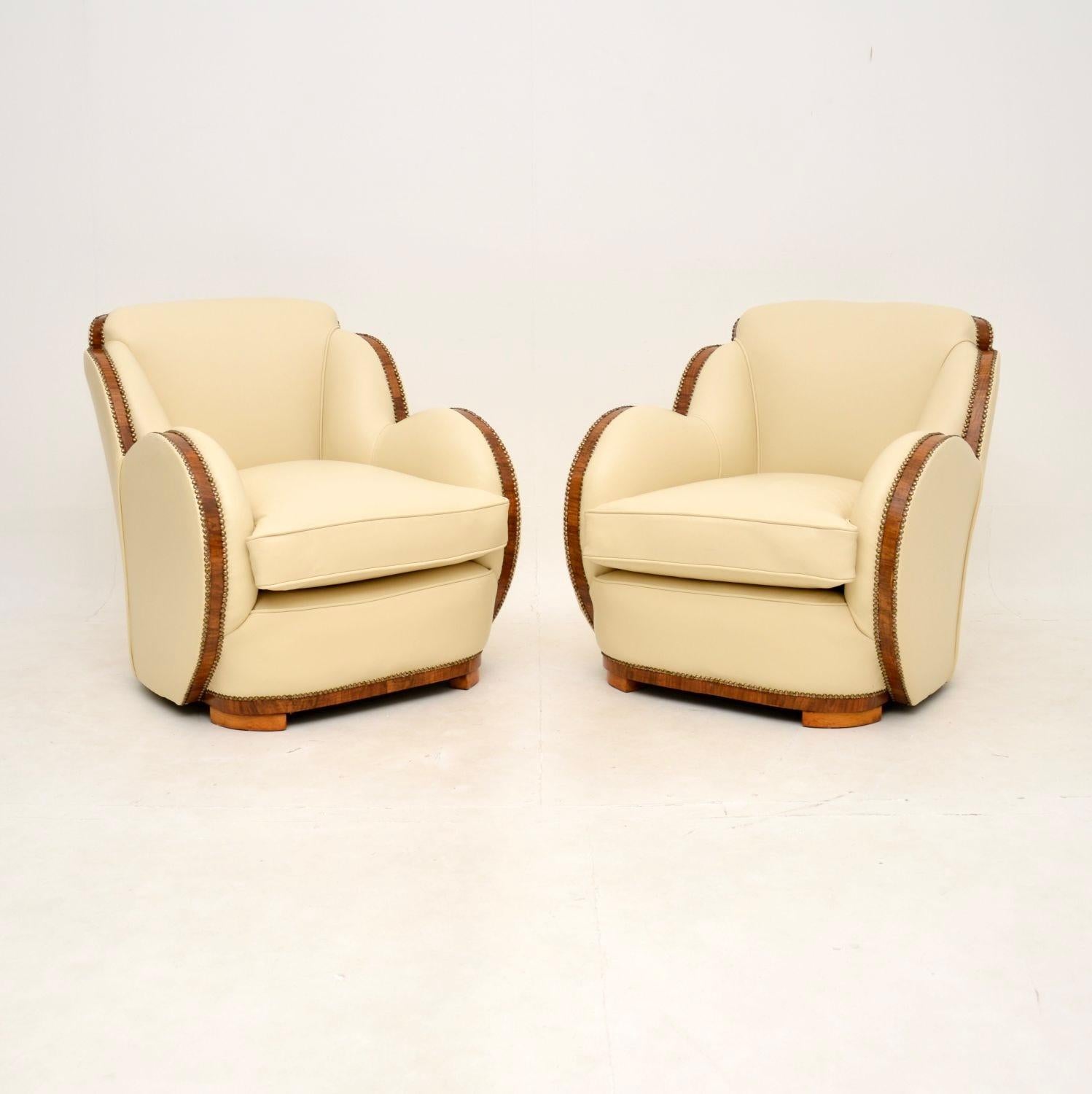 Art Deco Walnut and Leather Cloud Back Armchairs and Sofa by Epstein 3