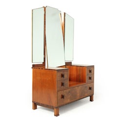 Art Deco Walnut and Macassar Dressing Table by Waring and Gillows, c1930
