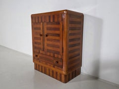 Art Deco walnut and maple cocktail cabinet, produced in Austria, 1930s.