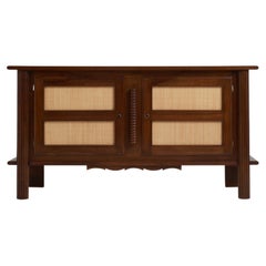 Art-Déco-Sideboard aus Nussbaum und Rattan