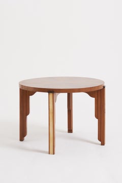 Art Deco Walnut and Velum Side Table