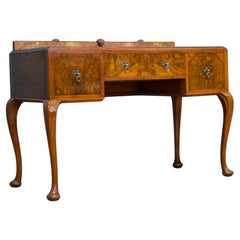 Art Deco Walnut and Walnut Veneer Dressing Table or Desk, 1930s