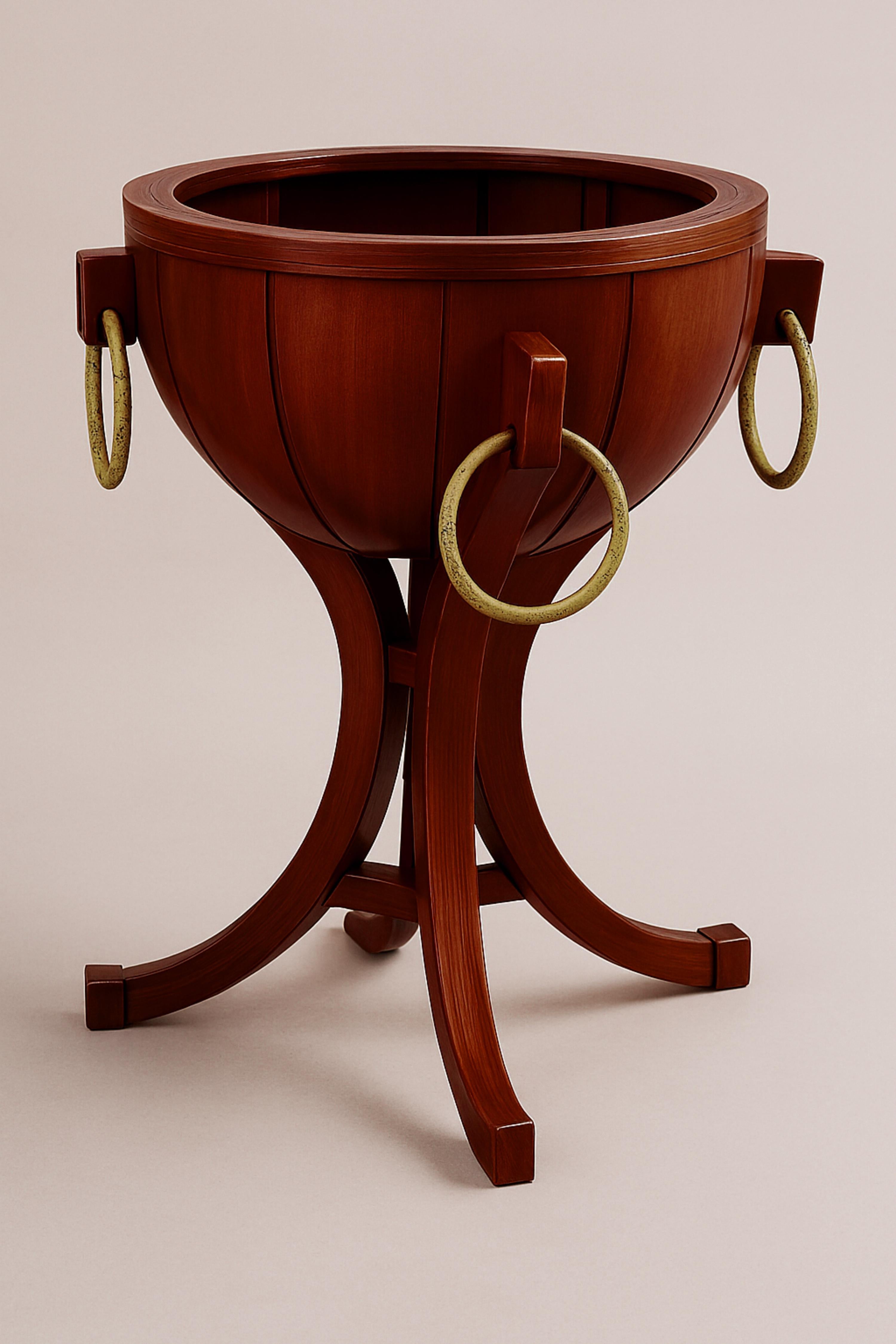 Brass Art Deco Walnut Art Deco Vase, 20th Century For Sale