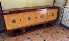 Buffet Art Déco en noyer, frêne et bronze circa 1940