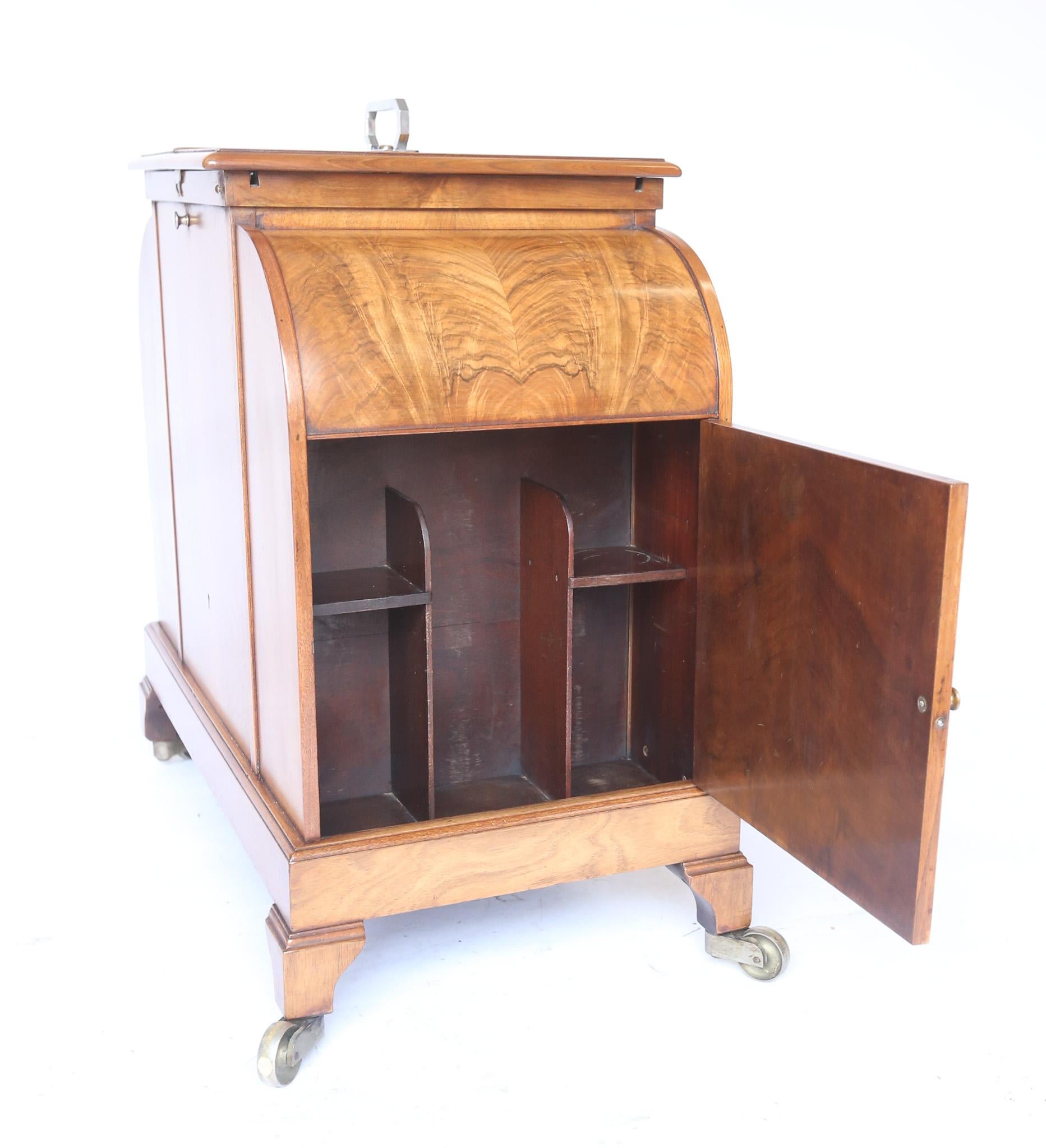 British Art Deco Walnut ASPREY  ELevette  Drinks Cabinet circa 1930s For Sale