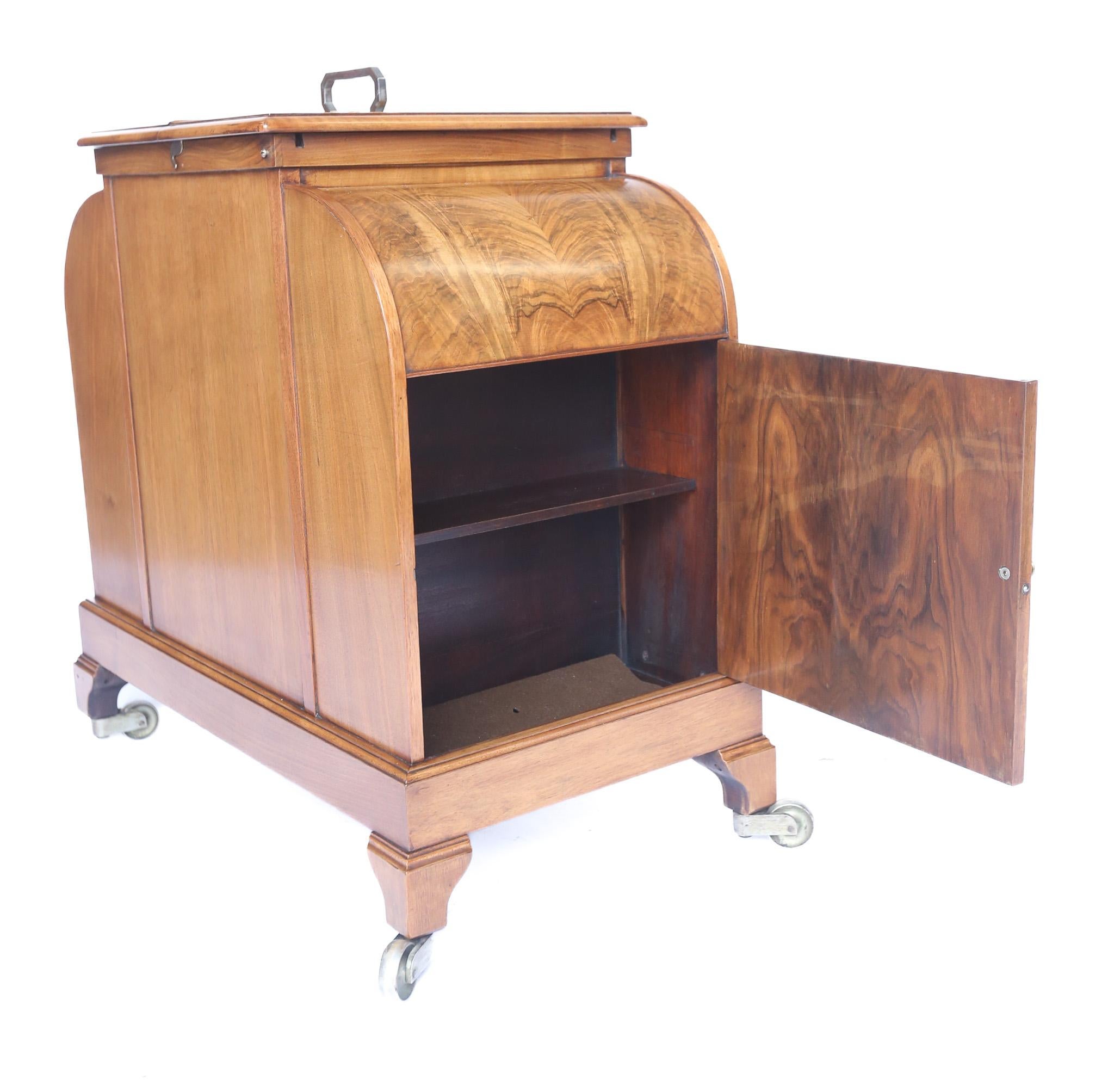 Chrome Art Deco Walnut ASPREY  ELevette  Drinks Cabinet circa 1930s For Sale