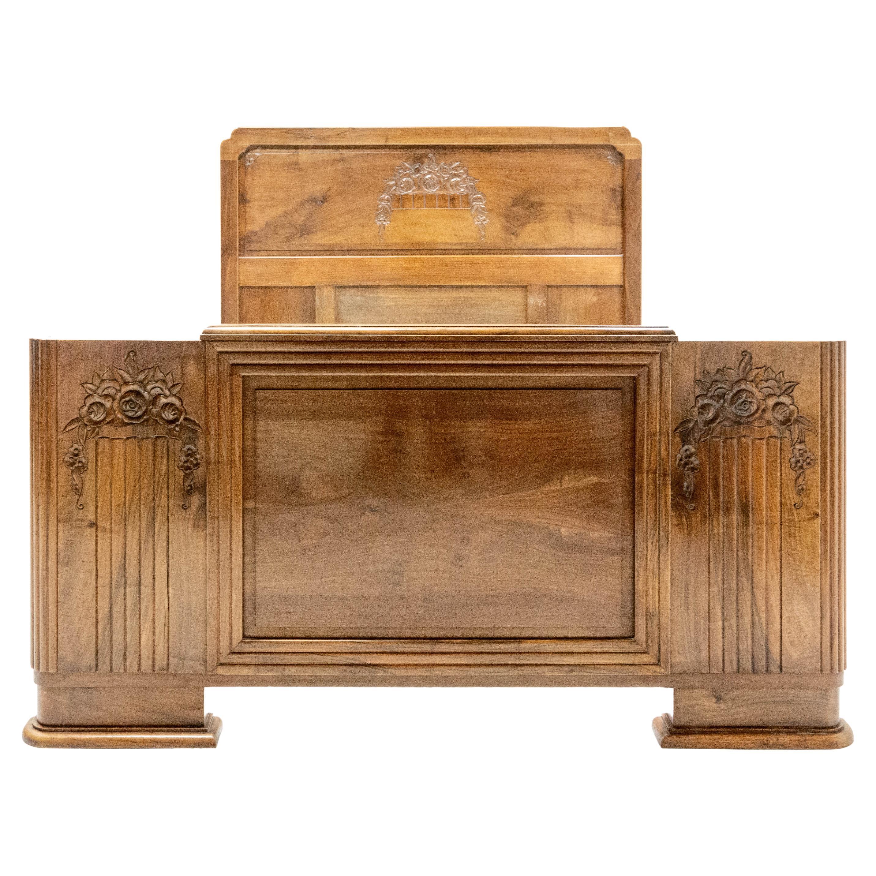 Art Deco Walnut Bed at 1stDibs
