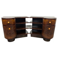 Art deco walnut bedside tables